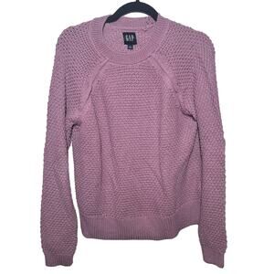 Gap Purple Long Sleeve Waffle Reverse‎ Stockinette Knit Sweater Size Medium